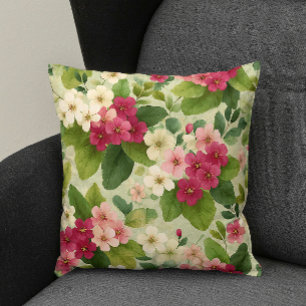 Elegant Modern Trendy Stylish Pink White Floral Cushion