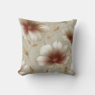 Elegant Modern Trendy Stylish Red Gold Floral Cushion