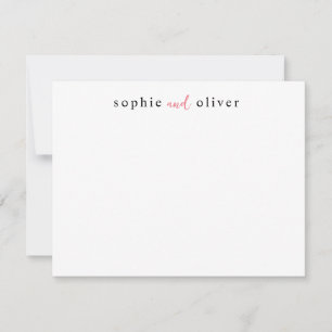 Elegant Modern Trendy Two Names Couple Stationery Card