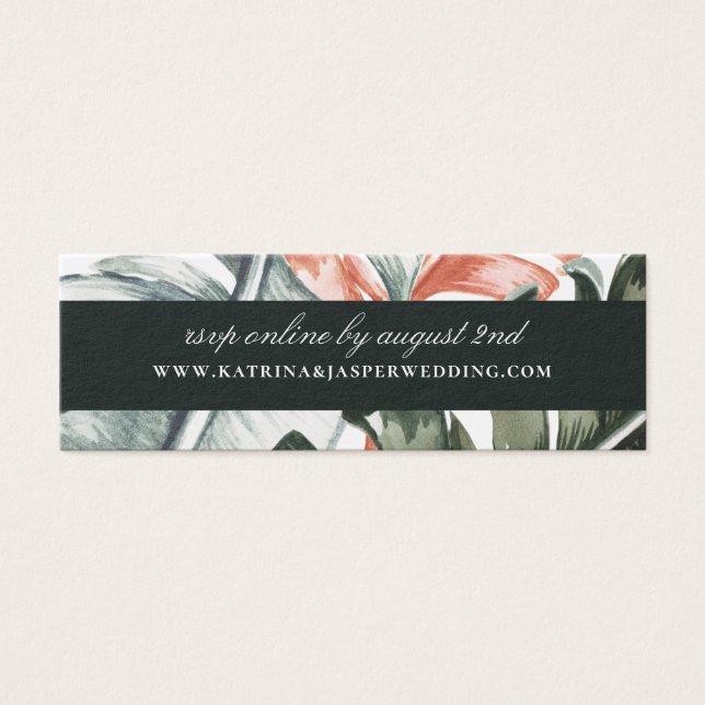 Elegant Modern Tropic Leaf Wedding Website RSVP (Front)