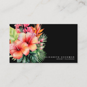 Elegant Modern Tropical Black Business Cards