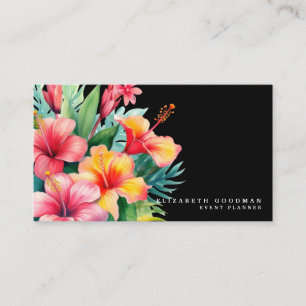Elegant Modern Tropical Black Business Cards
