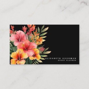 Elegant Modern Tropical Black Business Cards