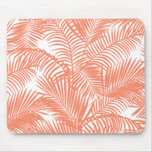 Elegant modern tropical coral palm tree mouse mat