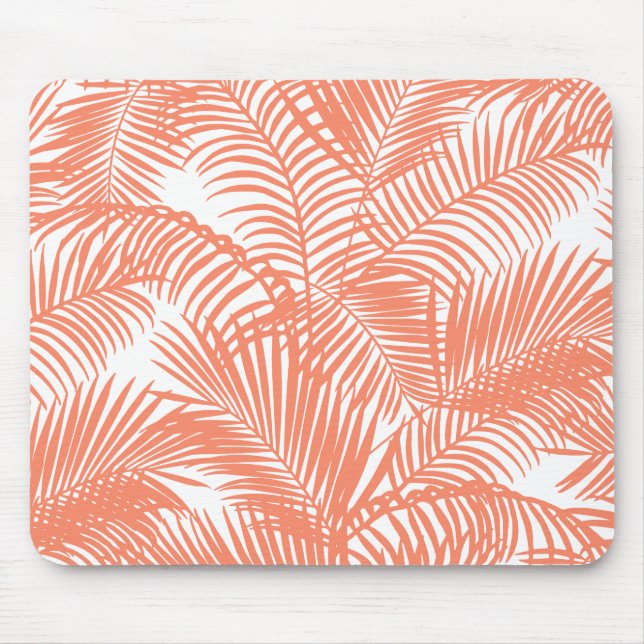Elegant modern tropical coral palm tree mouse mat (Front)