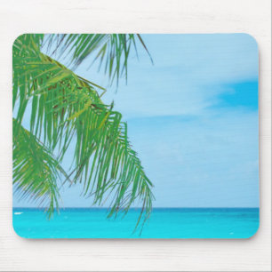 Elegant Modern Tropical Template Palms Blue Sky Mouse Mat