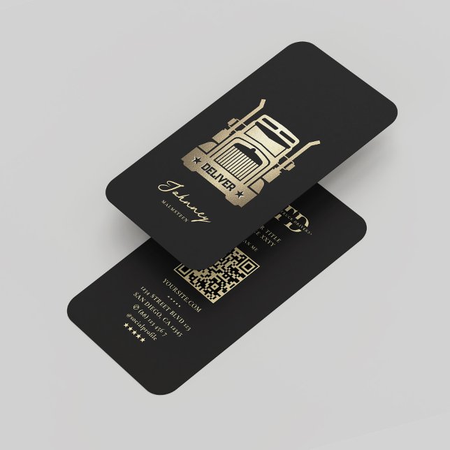 Elegant Modern Truck Driver Black Gold Monogram Business Card (Elegant Modern Truck Driver Black Gold Monogram Business Card
)