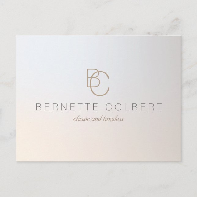 Elegant Modern Two Initial Monogram Professional 2 Postcard (Front)
