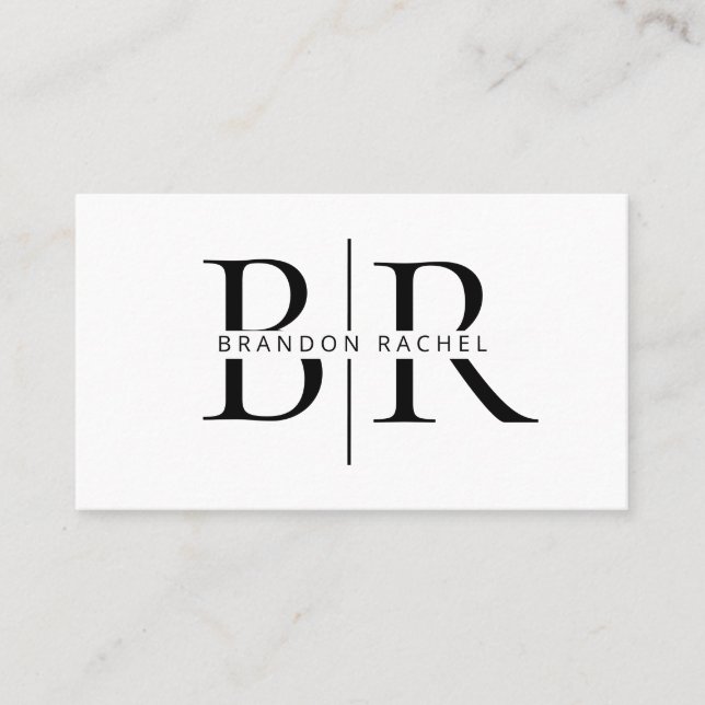 Elegant Modern Two Initial Monogram Professional  Business Card (Front)