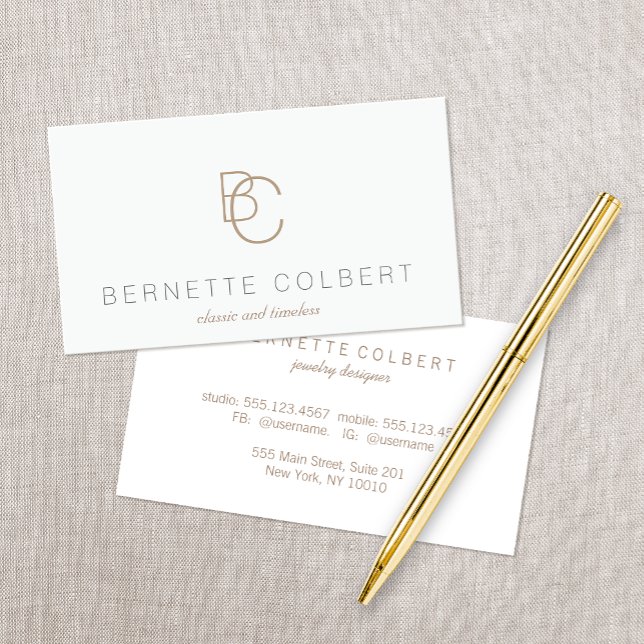 Elegant Modern Two Initial Monogram Professional Business Card (Creator Uploaded)