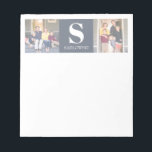 Elegant Modern Two Photo Monogram Family Name Notepad<br><div class="desc">The design features two of your favourite photos,  monogram initial and name. 
Photography © Storytree Studios,  Stanford,  CA</div>