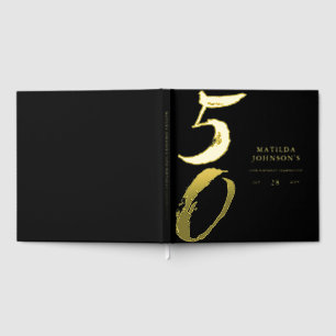Elegant Modern Typography 50th Birthday  Guest Book