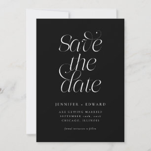 Elegant Modern Typography Black Wedding Save The Date
