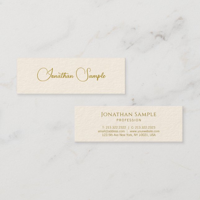 Elegant Modern Typography Gold Look Text Template Mini Business Card (Front/Back)