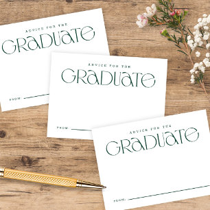 Elegant Modern Typography Green Graduation Advice Enclosure Card