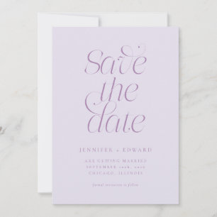 Elegant Modern Typography Lilac Wedding Save The Date