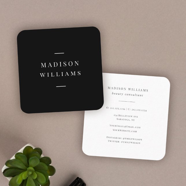 Elegant Modern Typography Professional Simple Chic Square Business Card (Creator Uploaded)