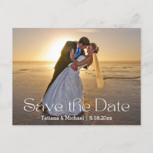 elegant modern typography save the date photo announcement postcard