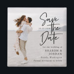 Elegant Modern Typography Save the Date Wedding Magnet<br><div class="desc">Easy to customise important details and your best photo of choice.</div>