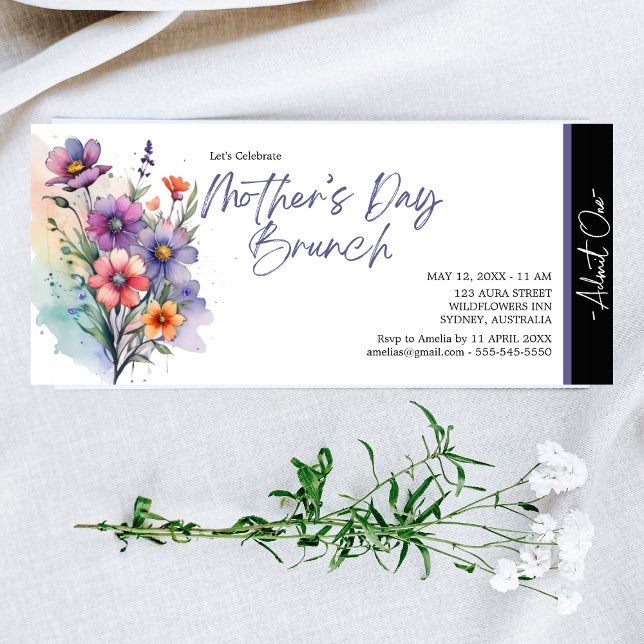 Elegant modern unique floral mother's day brunch  invitation (Creator Uploaded)