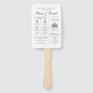 Elegant Modern Unique Infographic Wedding Program Hand Fan