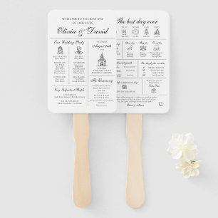 Elegant Modern Unique Infographic Wedding Program Hand Fan