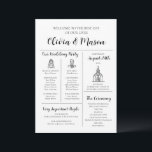 Elegant Modern Unique Infographic Wedding Program Invitation<br><div class="desc">Make a statement with our Elegant Modern Unique Infographic Wedding Program, combining sleek design with intuitive infographics for a contemporary touch. This program provides a visually appealing way for guests to follow your wedding events. With fully customisable text and colours, it allows you to tailor the program to fit your...</div>