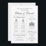 Elegant Modern Unique Infographic Wedding Program Invitation<br><div class="desc">Make a statement with our Elegant Modern Unique Infographic Wedding Program, combining sleek design with intuitive infographics for a contemporary touch. This program provides a visually appealing way for guests to follow your wedding events. With fully customisable text and colours, it allows you to tailor the program to fit your...</div>