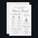 Elegant Modern Unique Infographic Wedding Program Invitation<br><div class="desc">Make a statement with our Elegant Modern Unique Infographic Wedding Program, combining sleek design with intuitive infographics for a contemporary touch. This program provides a visually appealing way for guests to follow your wedding events. With fully customisable text and colours, it allows you to tailor the program to fit your...</div>