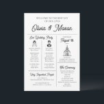 Elegant Modern Unique Infographic Wedding Program Invitation<br><div class="desc">Make a statement with our Elegant Modern Unique Infographic Wedding Program, combining sleek design with intuitive infographics for a contemporary touch. This program provides a visually appealing way for guests to follow your wedding events. With fully customisable text and colours, it allows you to tailor the program to fit your...</div>