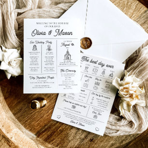 Elegant Modern Unique Infographic Wedding Program Invitation