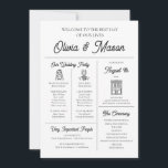 Elegant Modern Unique Infographic Wedding Program Invitation<br><div class="desc">Make a statement with our Elegant Modern Unique Infographic Wedding Program, combining sleek design with intuitive infographics for a contemporary touch. This program provides a visually appealing way for guests to follow your wedding events. With fully customisable text and colours, it allows you to tailor the program to fit your...</div>