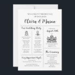 Elegant Modern Unique Infographic Wedding Program Invitation<br><div class="desc">Make a statement with our Elegant Modern Unique Infographic Wedding Program, combining sleek design with intuitive infographics for a contemporary touch. This program provides a visually appealing way for guests to follow your wedding events. With fully customisable text and colours, it allows you to tailor the program to fit your...</div>