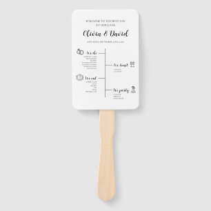 Elegant Modern Unique Wedding Timeline Program Hand Fan