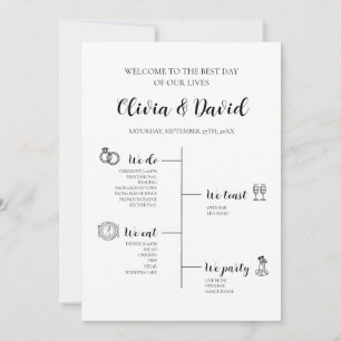 Elegant Modern Unique Wedding Timeline Program Invitation