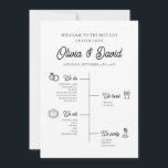 Elegant Modern Unique Wedding Timeline Program Invitation<br><div class="desc">This Elegant Modern Unique Wedding Timeline Program is designed to guide your guests through your special day in style. Featuring a sleek and modern design, this program provides a detailed timeline of your wedding events, ensuring that everyone knows what to expect. The minimalist layout, paired with elegant typography and customisable...</div>