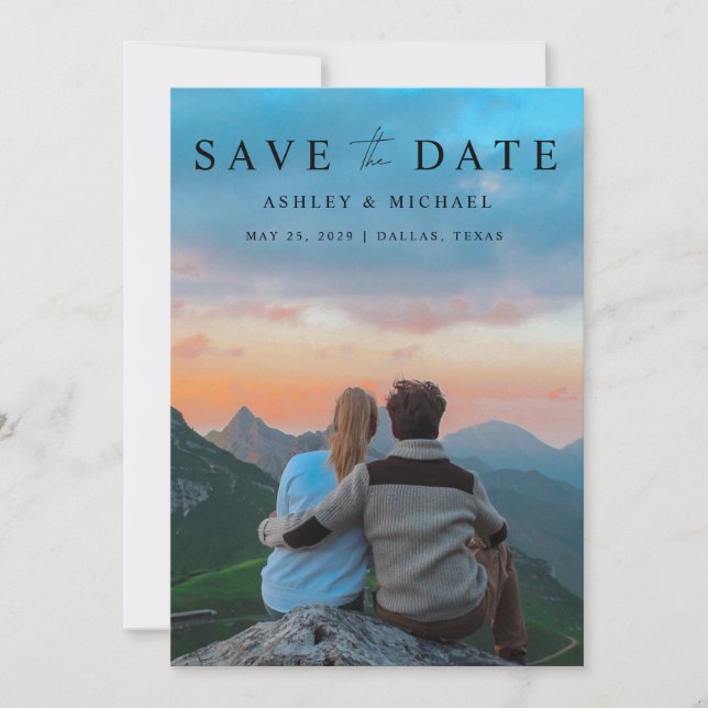 Elegant Modern Vellum Overlay 2 Photo Wedding Save The Date (Front)