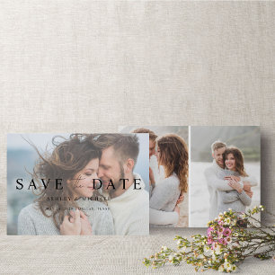 Elegant Modern Vellum Overlay 3 Photo Engagement Save The Date