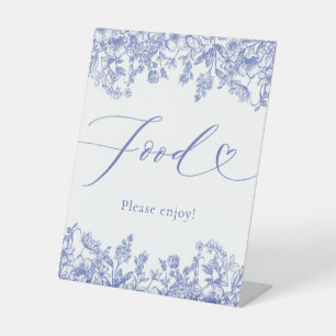 Elegant Modern Victorian Blue Floral Food Sign