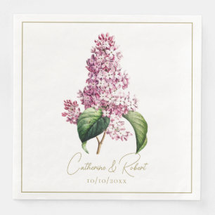 Elegant Modern Vintage Botanical Lilac  Napkin