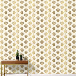 Elegant Modern Vintage Ombre Gold Cream Damask Wallpaper