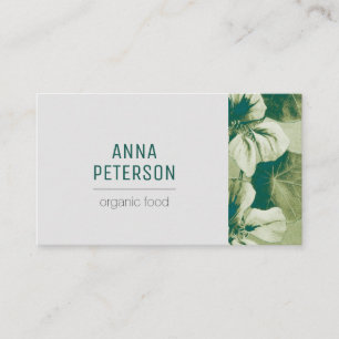Elegant Modern Vintage Organic Green Flowers Business Card