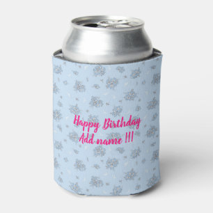 Elegant Modern Vintage Trendy Floral Can Cooler