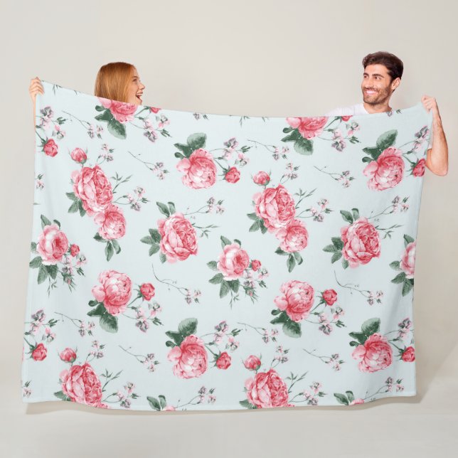 Elegant Modern Vintage Trendy Floral Fleece Blanket (In Situ)