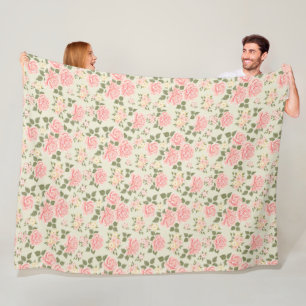 Elegant Modern Vintage Trendy Floral Fleece Blanket