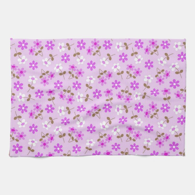 Elegant Modern Vintage Trendy Floral Tea Towel (Horizontal)