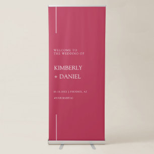 Elegant Modern Viva Magenta Wedding Welcome Retractable Banner