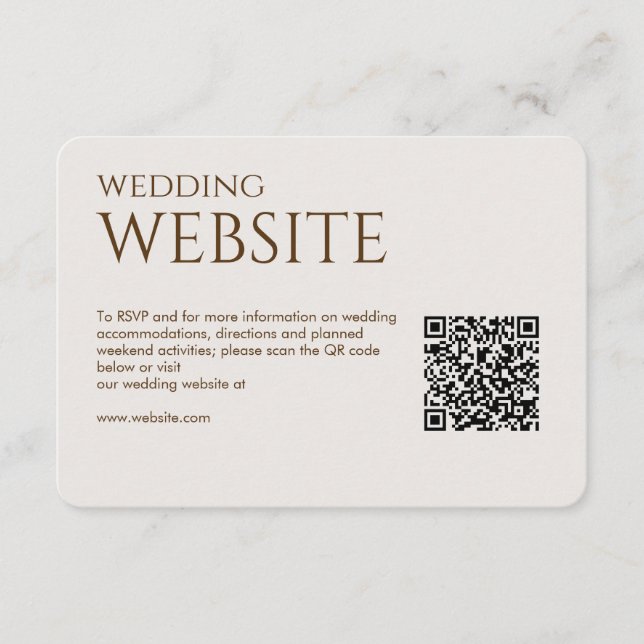 Elegant Modern Walnut Brown Wedding Enclosure Card (Front)