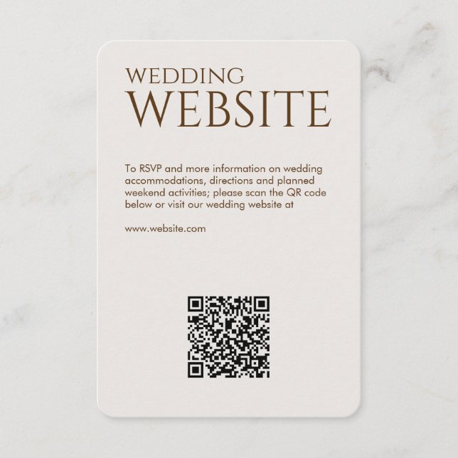 Elegant Modern Walnut Brown Wedding Enclosure Card (Front)