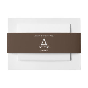 Elegant Modern Walnut Brown Wedding Invitation Belly Band